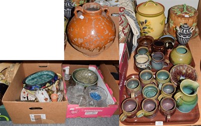 Lot 1157 - Decorative and household ceramics and glass including studio pottery, a George Jones Majolica...