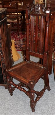 Lot 1243 - A late 17th century joint oak chair with solid seat and turned and blocked legs