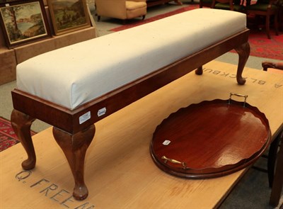 Lot 1256 - An Edwardian oval tray, a cane chair and a walnut footstool
