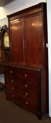 Lot 1265 - A Regency mahogany secretaire bookcase, early 19th century, the moulded cornice with fluted...