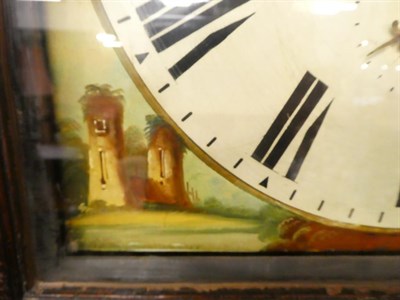 Lot 1266 - An oak painted white dial eight-day long case clock, signed R. Turnbull, Wooler, early 19th century