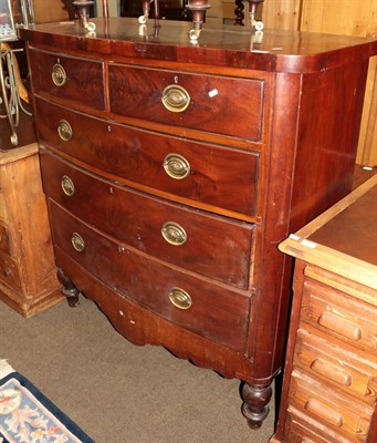 Lot 1307 - A mid 19th century mahogany bow fronted five-drawer chest