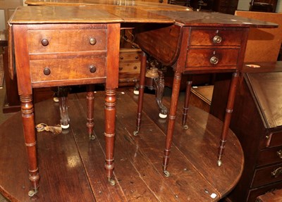 Lot 1320 - A Regency mahogany and ebony strung work table two small drawers and a later mahogany example