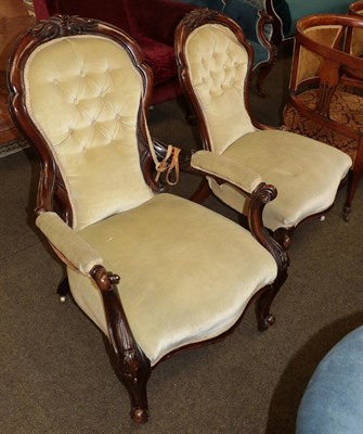 Lot 1331 - A Victorian carved walnut armchair and a matching nursing chair