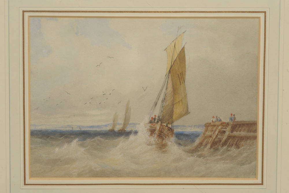 Lot 745 - Attributed to Anthony Vandyke Copley Fielding (1787-1855) "Entering Harbour" Inscribed, pencil...