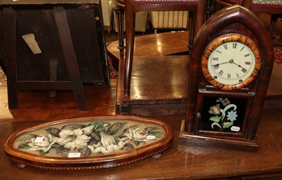 Lot 1363 - A Victorian glazed wood tray, shaped oval and on bun feet, the glazed panel over a flower and...