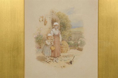 Lot 748 - Myles Birket Foster RWS (1825-1899) "The Pet Magpie" Signed with the artist's monogram,...