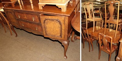 Lot 1380 - A walnut Queen Anne style eight-piece dining room suite