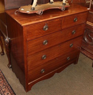 Lot 1392 - An Edwardian walnut five-drawer straight fronted chest, 99cm wide by 45cm deep by 95cm high