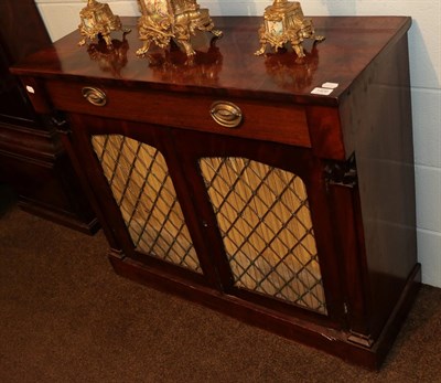 Lot 1406 - A Victorian mahogany grill-door side cabinet