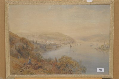 Lot 752 - William Collingwood RWS (1819-1903) Estuary scene with shipping Signed and dated 1845, pencil...