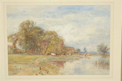 Lot 755 - Ernest Albert Waterlow RA, PRWS (1850-1919) Summer river landscape Inscribed verso, pencil and...