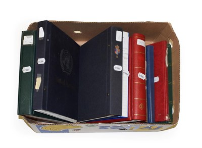Lot 2043 - Box Albums and Stock books details as follows. Albums Pitcairn Islands/East Germany/New Zealand...