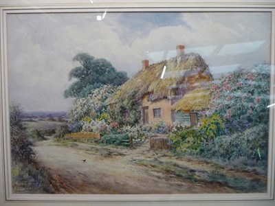 Lot 760 - Alexander Molyneux Stannard (1878-1975) A Bedfordshire cottage, the summer garden in full bloom...