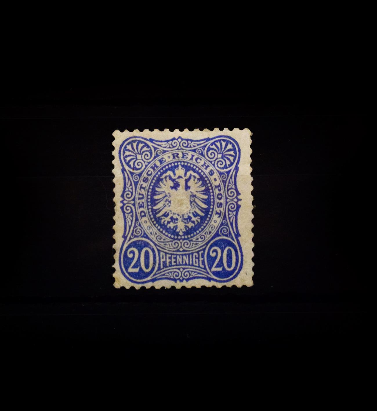 Lot 2091 - Germany: 1875 20pf Blue (Pfennige with final e) SG 34 unmounted mint value reasonable centring,...