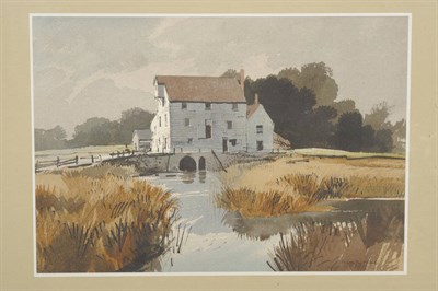 Lot 767 - Rowland Hilder PRI, RSMA (1905-1993) "Ixworth Mill" Inscribed with the title, pencil, pen, ink...