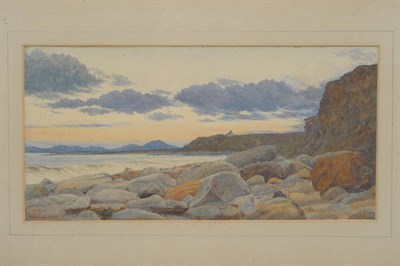 Lot 768 - Robert Tucker Pain (ex.1863-1876) "Evening, Criccieth Beach, Caernarvonshire, North Wales"...