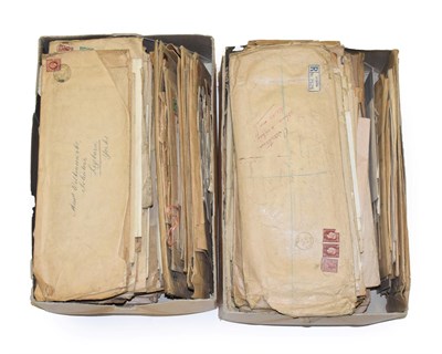 Lot 2173 - Postal History: 2 x boxes with the large accumulation of commercial envelopes addressed to...