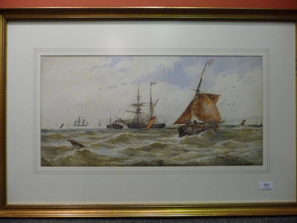 Lot 777 - Attributed to Robert Thornton Wilding (fl.1910-1921) "Near Dover" Signed, inscribed and dated 1894