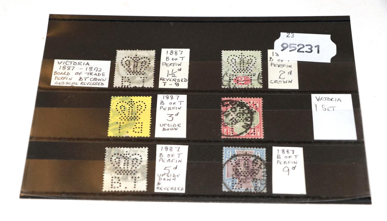 Lot 2216 - Board of Trade Perfins: Stockcard with 6 Queen Victoria Jubilee values from 1½d to 9d each...