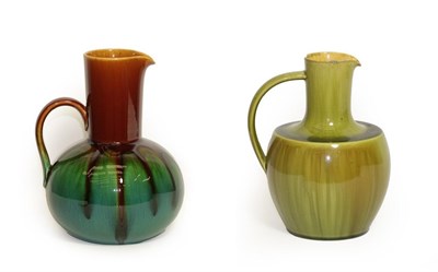 Lot 6 - Christopher Dresser for Linthorpe Pottery: A Jug, shape No.668, in green, blue and brown, impressed