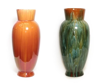Lot 8 - A Linthorpe Pottery Flambe Vase, shape 168, in flambé, impressed LINTHORPE 168, 47.5cm high...