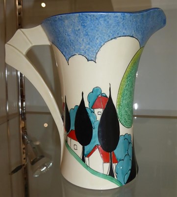 Lot 28 - A Clarice Cliff Bizarre Daffodil May Avenue Jug, printed factory marks, 17.5cm high See...