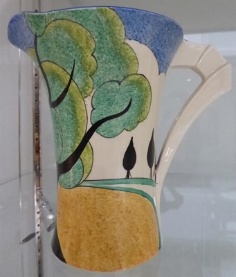 Lot 28 - A Clarice Cliff Bizarre Daffodil May Avenue Jug, printed factory marks, 17.5cm high See...
