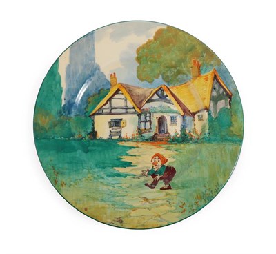 Lot 31 - A Royal Doulton Plate, hand painted with a dwarf in front of a cottage, signed Kelsall,...