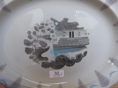 Lot 32 - Eric Ravilious (1903-1942) for Wedgwood: A Group of Travel Pattern Dinner Wares, with a ship,...
