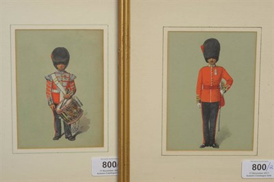 Lot 800 - Attributed to R Simkin (19th century) Guardsman standing to attention, Guardsman with...