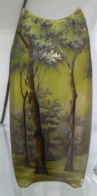 Lot 36 - A Daum Nancy Enamelled Cameo Landscape Vase, decorated with a continuous scene of trees, signed...