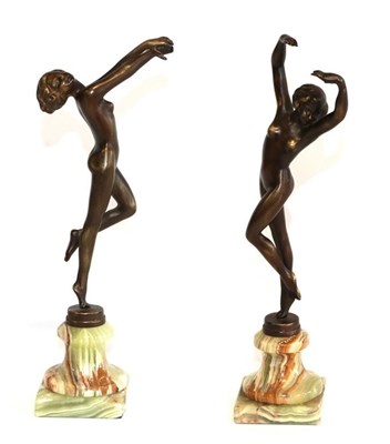 Lot 49 - Josef Lorenzl (1892-1950): A Pair of Patinated Spelter Figures, circa 1925, both modelled as a...