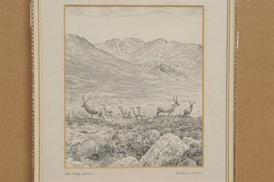 Lot 802 - Alfred Wainwright (1907-1991) "Ben Moore, Assynt" Signed, inscribed on the mount, pen and ink...