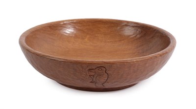Lot 140 - Woodpeckerman: Stan Dodds (1928-2012): An English Oak Circular Fruit Bowl, tooled interior and...