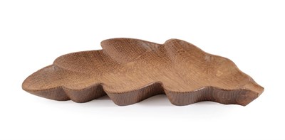 Lot 142 - Woodpeckerman: Stan Dodds (1928-2012): An English Oak Leaf Ashtray, with recessed carved woodpecker