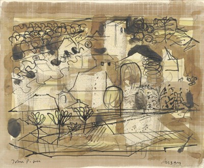 Lot 812 - John Piper LG, CH (1903-1992) "Anzay, Charente" Signed, inscribed and dated 1956, pen, ink and...