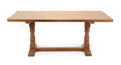Lot 153 - Cat and Mouseman: Lyndon Hammell (Harmby): An English Oak Refectory Dining Table, the adzed...