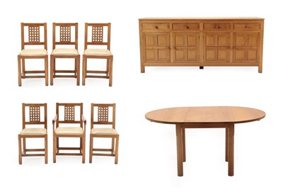 Lot 169 - A Yorkshire School Ash and Oak Dining Room Suite, comprising a Panelled Sideboard, the...