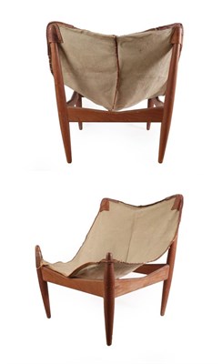Lot 178 - Illum Wikkelso (Danish 1919-1999): A Pair of Rare 1960's Danish 272 Easy Chairs, with sling...