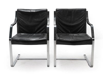Lot 183 - Rudolf B Glatzel for Walter Knoll: A Pair of 1980's Cantilever Chairs, brushed stainless steel...