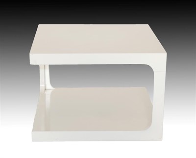 Lot 189 - A 20th Century Italian White Laminated and Painted Two Tier Coffee Table, the square top on two...