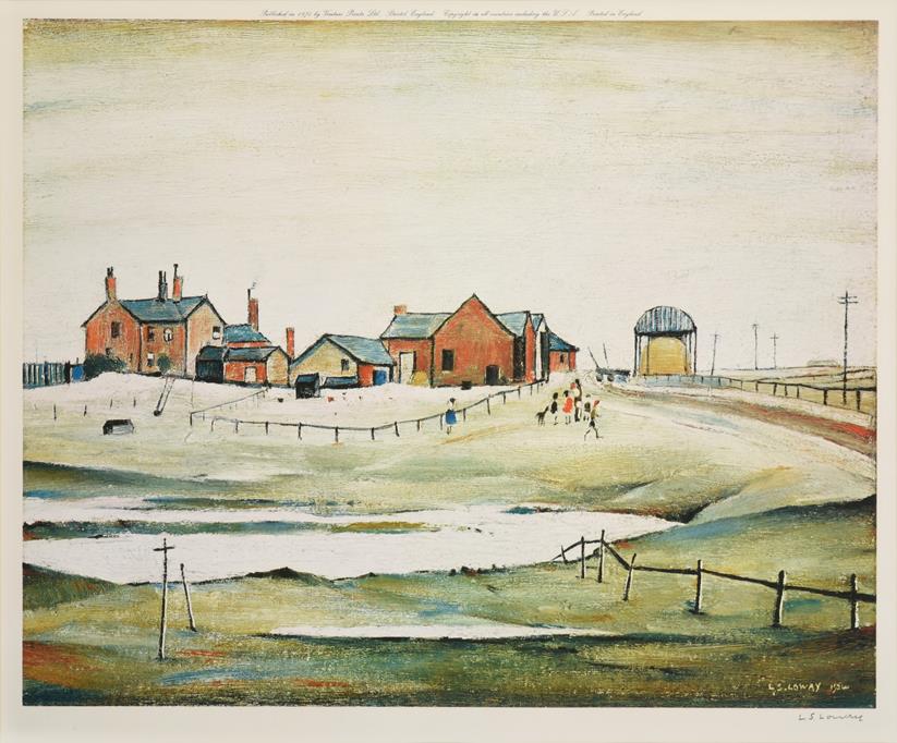 Lot 1000 - After Laurence Stephen Lowry RBA, RA (1887-1976) ''Landscape with farm buildings'' Signed, with the