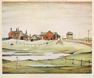 Lot 1001 - After Laurence Stephen Lowry RBA, RA (1887-1976) ''Landscape with farm buildings'' Signed, with the