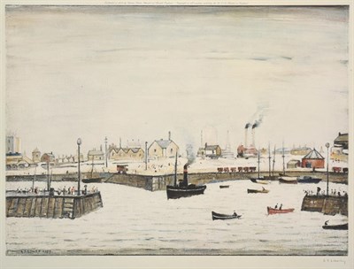 Lot 1003 - After Laurence Stephen Lowry RBA, RA (1887-1976)  ''The Harbour'' Signed, with the blindstamp...