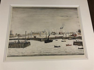 Lot 1003 - After Laurence Stephen Lowry RBA, RA (1887-1976)  ''The Harbour'' Signed, with the blindstamp...