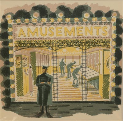 Lot 1015 - Eric Ravilious (1903-1942) ''Amusements Arcade'' Lithograph from the 1938 ''High Street''...