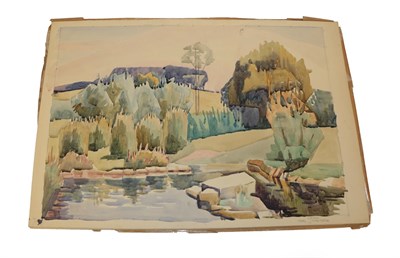 Lot 1037 - Edith Lawrence (1890-1973) ''River Seine'' Signed and inscribed, watercolour, together with...