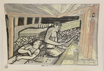 Lot 1042 - Ron Gribbons (20th/21st century) ''Tapping the Pipes for Help'' Signed and dated 1943, together...