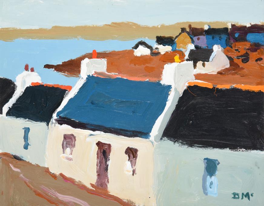 Lot 1057 - Donald McIntyre RCA (1923-2009) Scottish ''Village by the Sea no.7,  Islay'' Signed, inscribed...